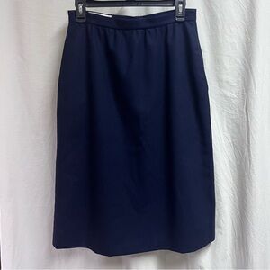 Vintage Russell Sherry USA Navy Blue  Lined Skirt 100% Wool Pockets SZ 12